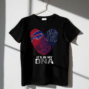 Bills Yankees Fingerprint Heart T-Shirt - It'S In My Dna!