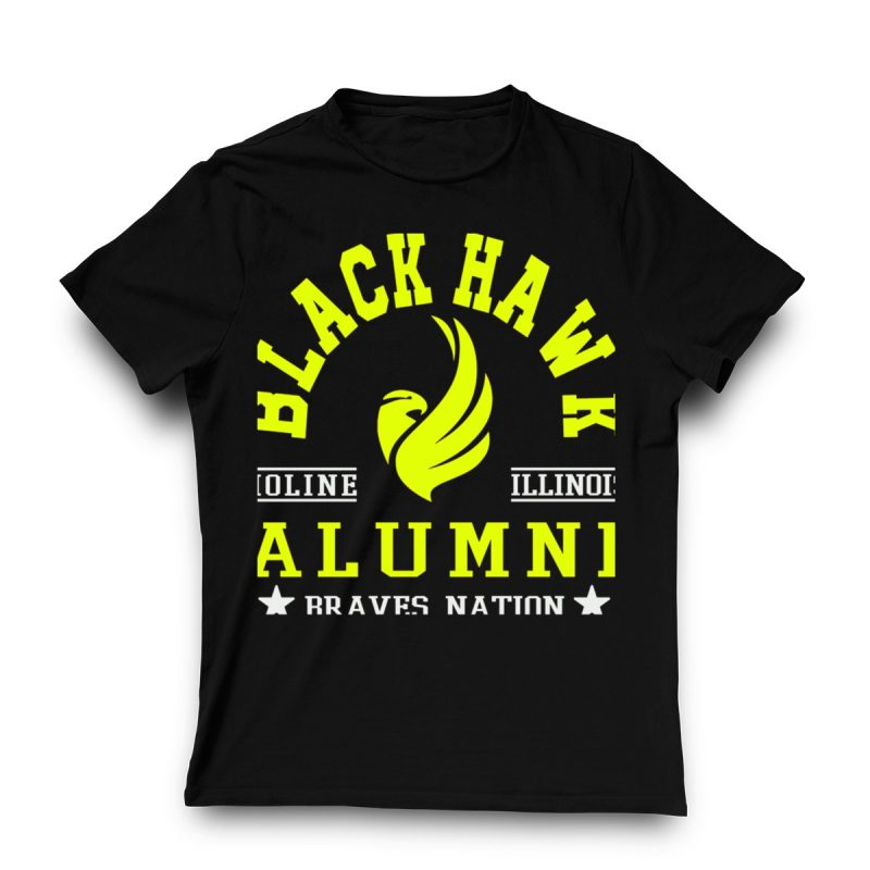 Black Hawk Alumni Moline Illinois T-Shirt - Braves Nation Apparel - Image 3