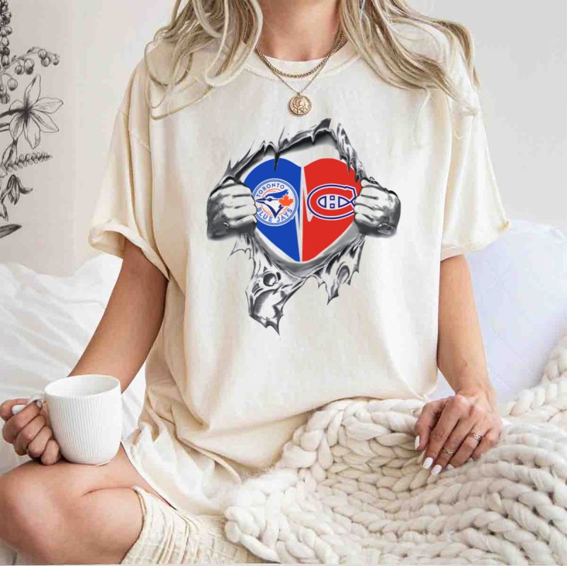Blue Jays Canadiens Heart Toronto Montreal Sports Passion T Shirt t shirt 1 1