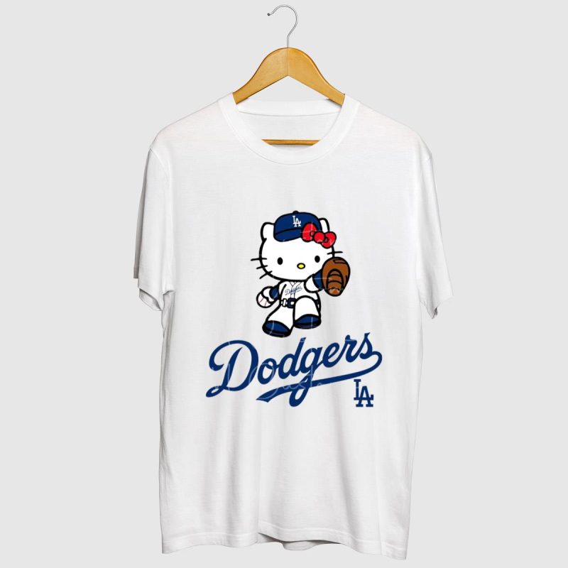 Los Angeles Dodgers Blue Kitty Graphic T-Shirt for Fans - Image 2