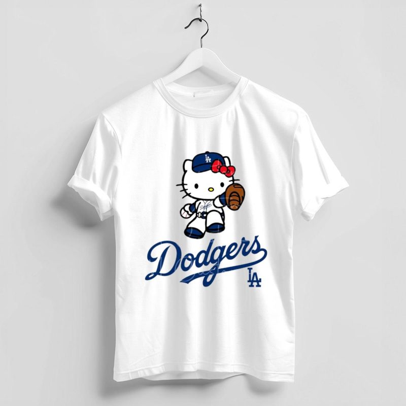 Los Angeles Dodgers Blue Kitty Graphic T-Shirt for Fans - Image 4