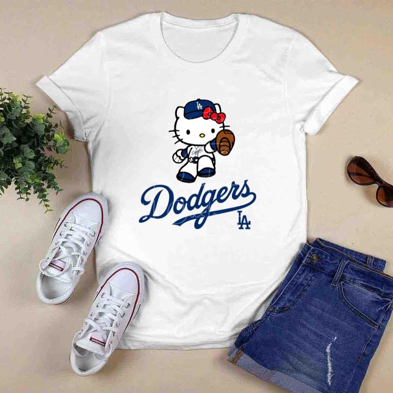 Los Angeles Dodgers Blue Kitty Graphic T-Shirt for Fans - Image 6