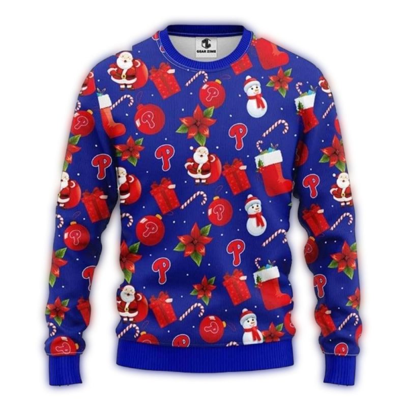 Philadelphia Phillies Christmas Ugly Sweater with Ornaments Design