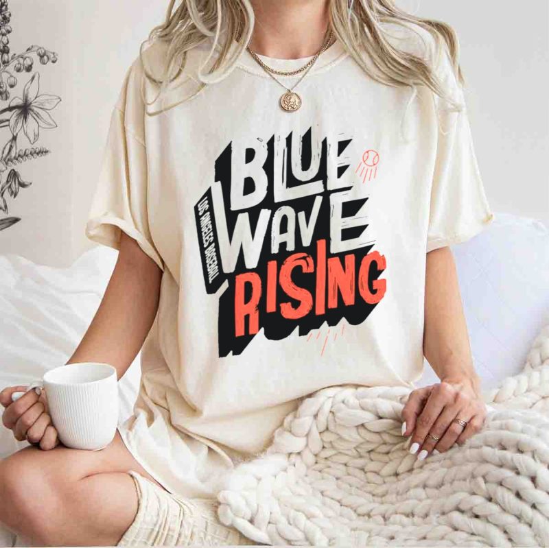 Blue Wave Rising Los Angeles Dodgers Baseball T Shirt.jpeg t shirt 1 1