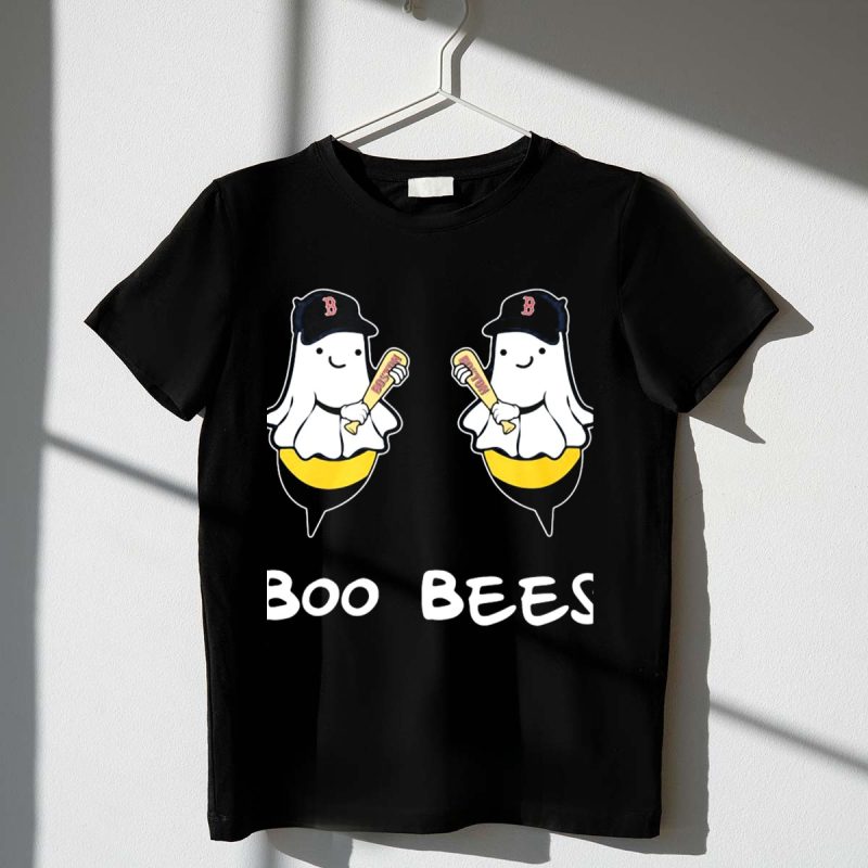 Boo Bees Boston Red Sox Ghosts with Baseball Caps and Bats T Shirt t shirt 1 1