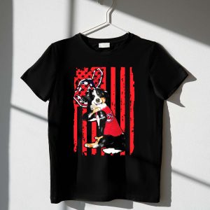 Border Collie American Flag T-Shirt - Cleveland Guardians 'I Love Mom'
