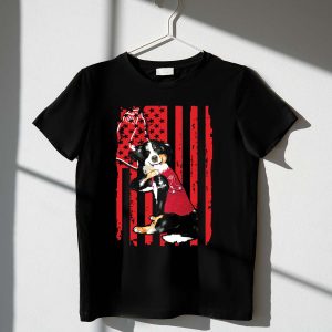 Patriotic Border Collie I Love Mom Boston Red Sox T-Shirt