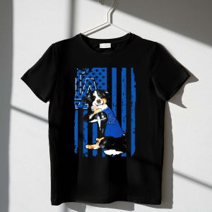 Border Collie Love Mom Dodgers Blue Flag T-Shirt For Dog Lovers