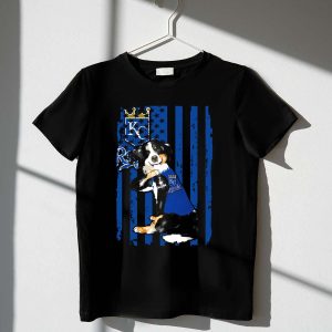 Border Collie Kansas City Royals I Love Mom Blue Stripes T-Shirt
