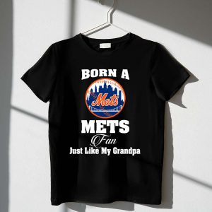 Born A Mets Fan Like My Grandpa T-Shirt - Perfect For Baseball Lovers