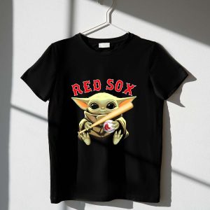 Boston Red Sox Baby Yoda Baseball T-Shirt For Kids