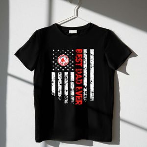 Boston Red Sox Best Dad Ever T-Shirt With American Flag Design