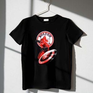 Boston Red Sox Captain America Shield Graphic T-Shirt For Fans
