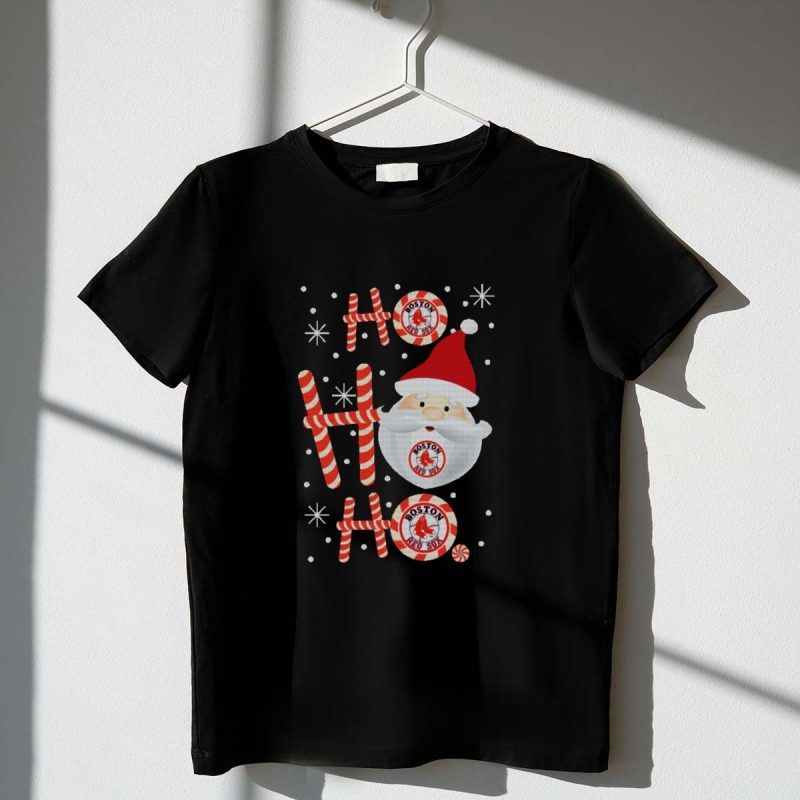 Boston Red Sox Christmas Ho Ho Ho Santa Fans Holiday T Shirt t shirt 1 1