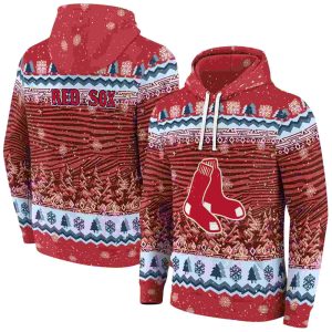 Boston Red Sox Christmas Trees Pattern Hoodie For Fans
