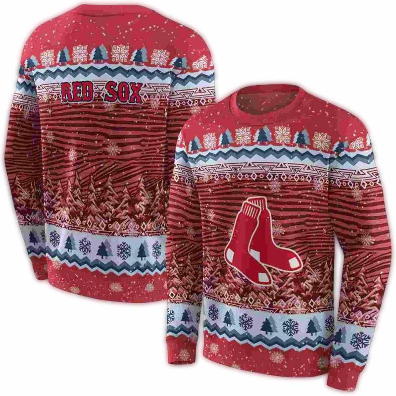 Boston Red Sox Christmas Trees AOP Sweatshirt 1