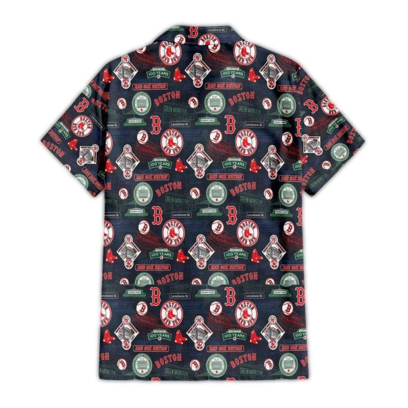Boston Red Sox Fenway Park Pattern Hawaiian Shirt for Fans