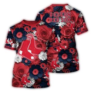 Boston Red Sox Floral All-Over Print T-Shirt for Fans