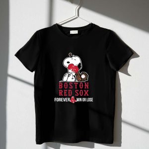 Boston Red Sox Snoopy T-Shirt - Forever Win or Lose Baseball Tee