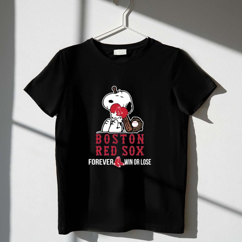 Boston Red Sox Snoopy T-Shirt - Forever Win or Lose Baseball Tee