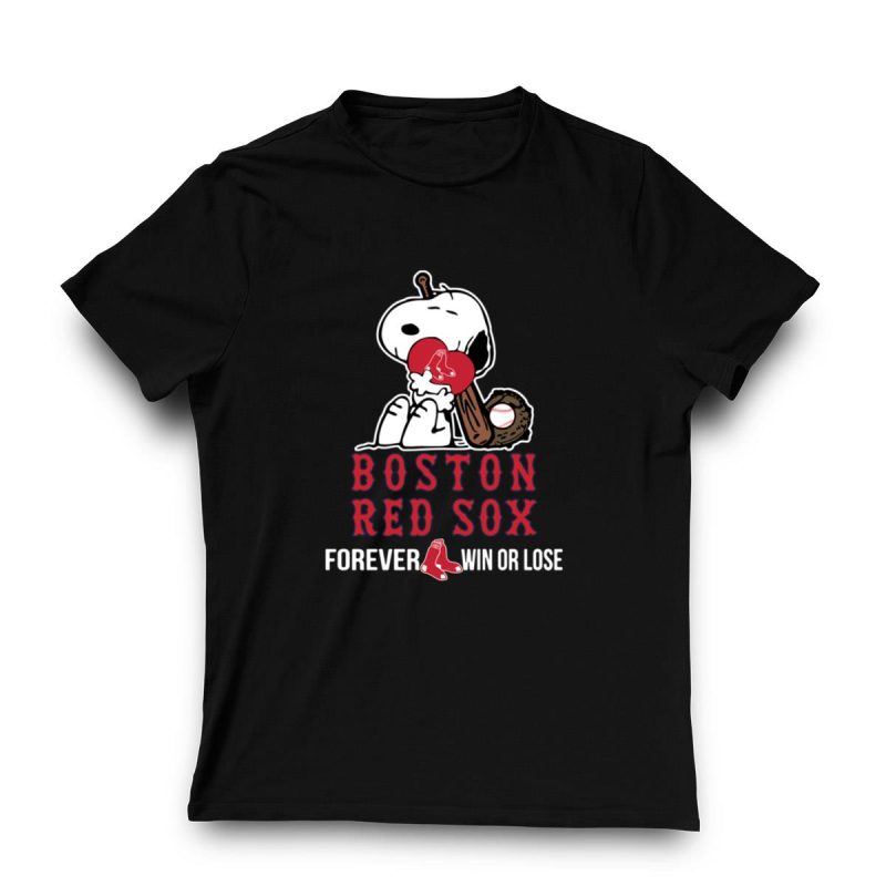 Boston Red Sox Snoopy T-Shirt - Forever Win or Lose Baseball Tee - Image 3
