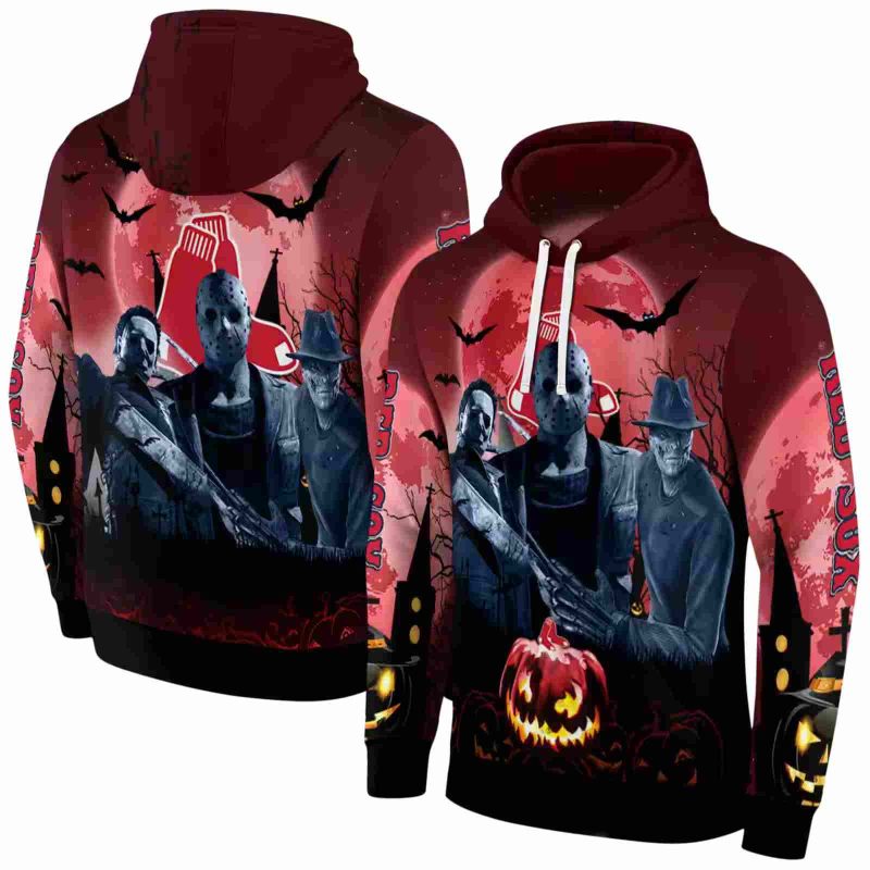 Boston Red Sox Friends Horror Halloween Vibes AOP Hoodie 1