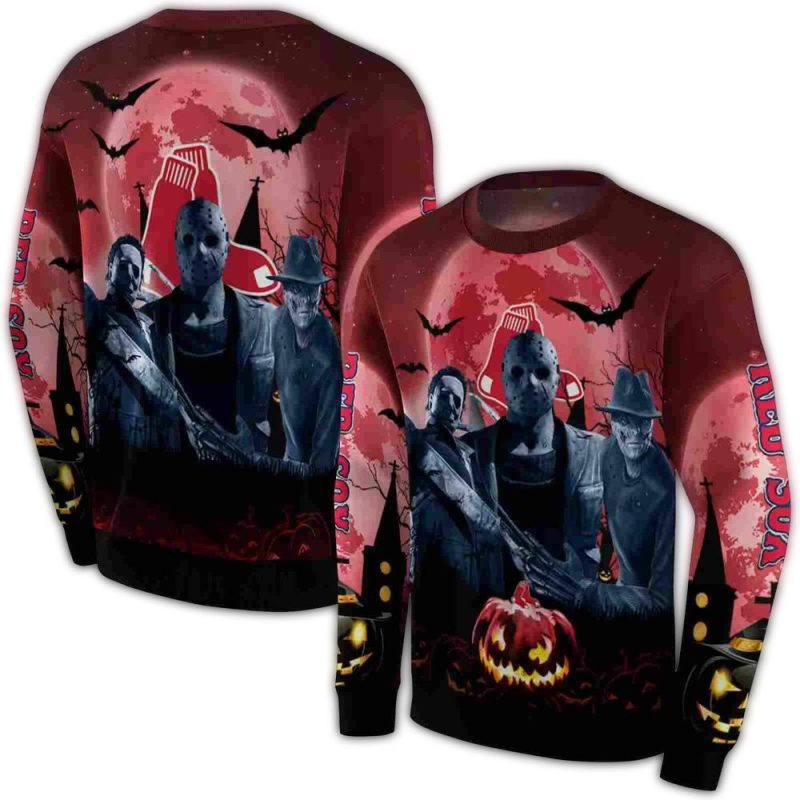 Boston Red Sox Friends Horror Halloween Vibes AOP Sweatshirt 1