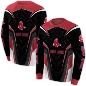 Boston Red Sox Futuristic Pattern All Over Print Sweatshirt