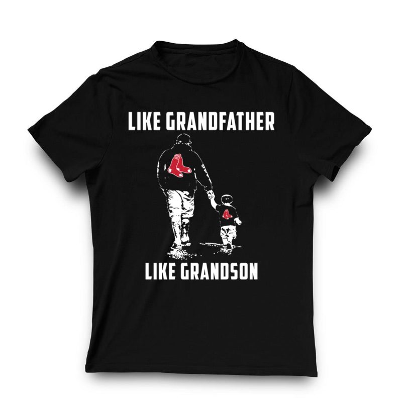 Boston Red Sox Grandfather Like Grandson T-Shirt for Family Fans - Image 3