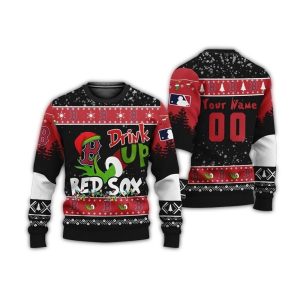 Boston Red Sox Grinch Drink Up Ugly Christmas Sweater