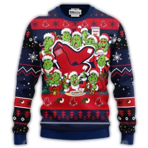Boston Red Sox Grinch Santa Christmas Ugly Sweater for Holiday Cheer
