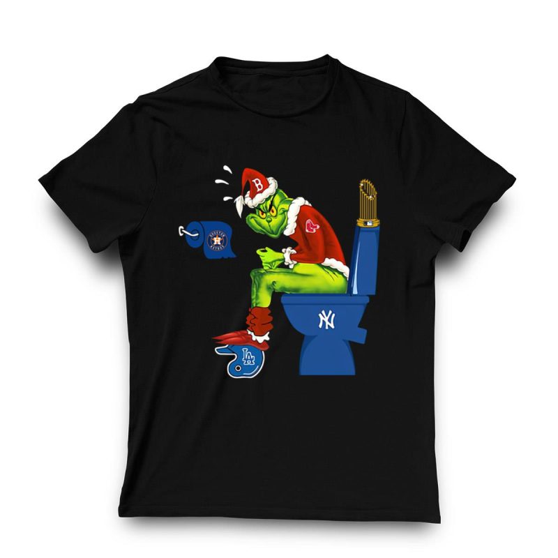 Boston Red Sox Grinch Santa Graphic T-Shirt for Holiday Cheer - Image 3