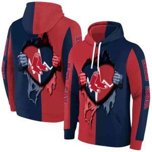 Boston Red Sox Heartbeat Graphic All-Over Print Hoodie For Fans