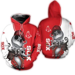 Boston Red Sox Jack Skellington And Zero All Over Print Hoodie
