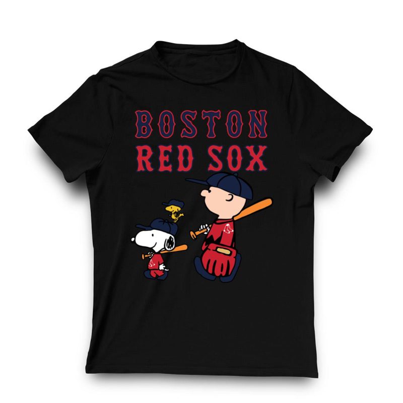 Boston Red Sox Snoopy Let's Play Baseball T-Shirt for Fans - Image 3