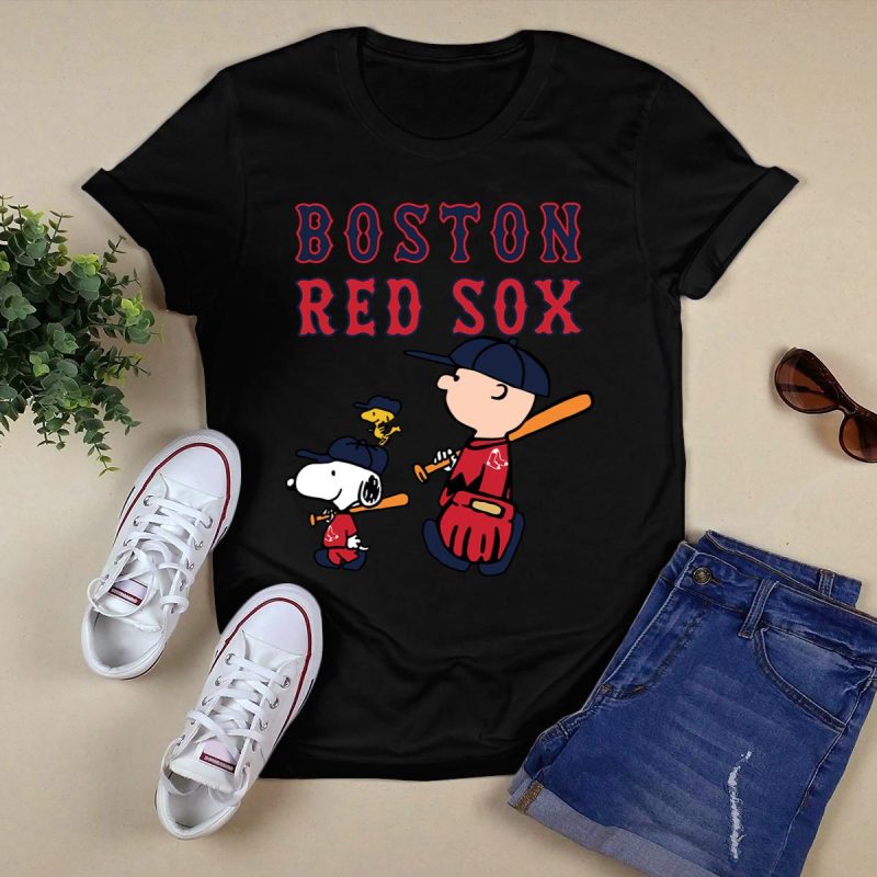 Boston Red Sox Snoopy Let's Play Baseball T-Shirt for Fans - Image 5