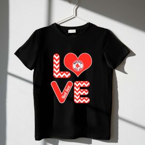 Boston Red Sox Heart Graphic T-Shirt For Fans - Chevron Design