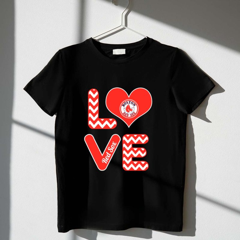 Boston Red Sox Love Heart Fans Baseball Chevron T Shirt t shirt 1 1