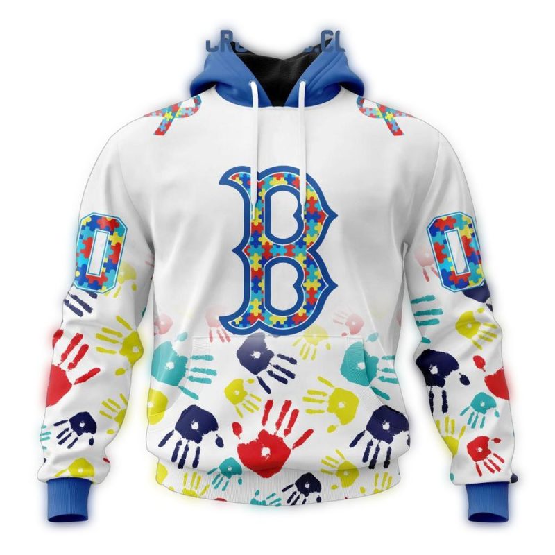 Personalized and Number Boston Red Sox Autism Awareness Hand