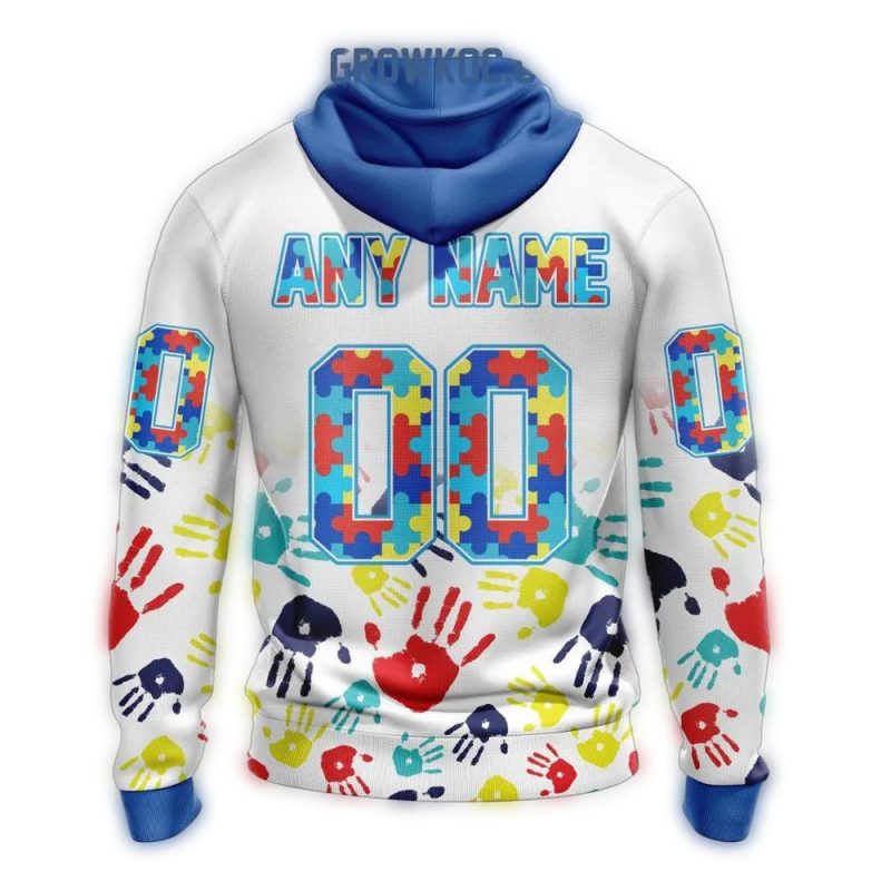 Personalized and Number Boston Red Sox Autism Awareness Hand - Image 2