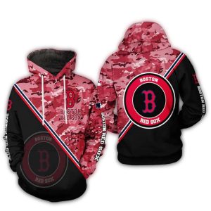 Boston Red Sox Camo Team All Over Print Hoodie