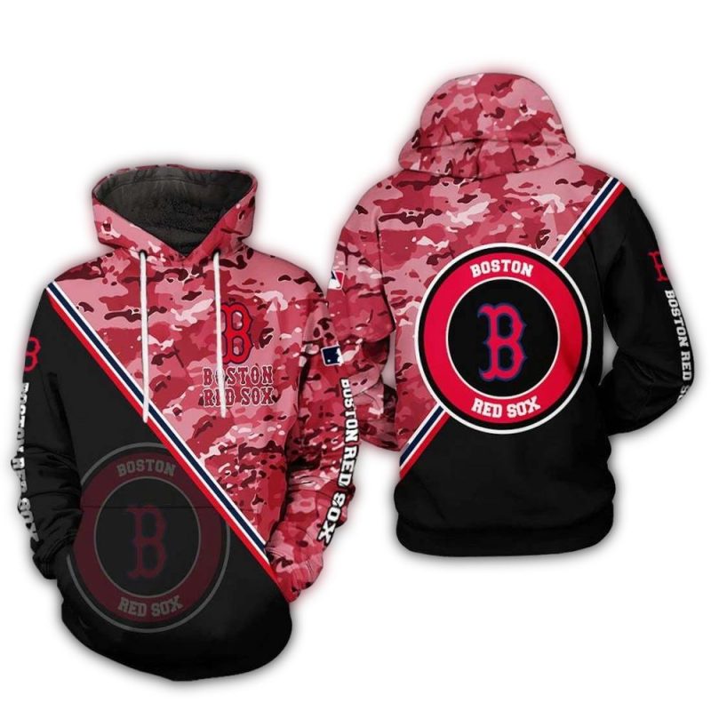 Boston Red Sox Camo Team All Over Print Hoodie