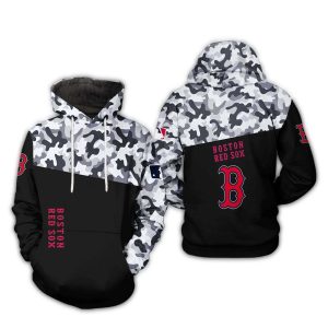 Boston Red Sox Camo Veteran All Over Print Hoodie