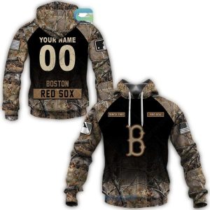 Personalized and Number Boston Red Sox Hunting Camouflage All Over Print Hoodie