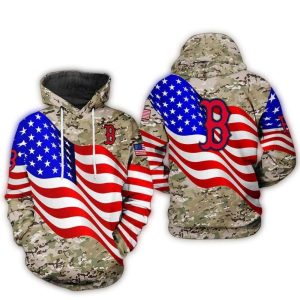 Boston Red Sox US Flag Camo Veteran All Over Print Hoodie