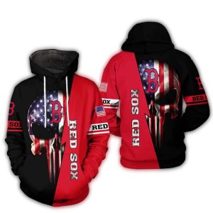 Skull Punisher Flag American With Boston Red Sox All Over Print Hoodie