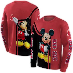 Boston Red Sox Mickey Mouse All Over Print Sweatshirt