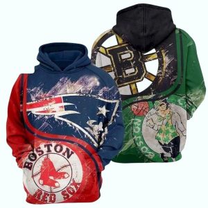 Boston Red Sox New England Patriots Boston Bruins Boston Celtic Sport All Over Print Hoodie