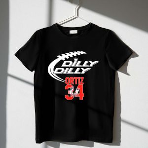 Boston Red Sox Ortiz 34 Dilly Dilly Football Crossover T-Shirt For Fans
