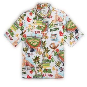 Boston Red Sox Tropical Hawaiian Shirt with Stadium Pattern Design